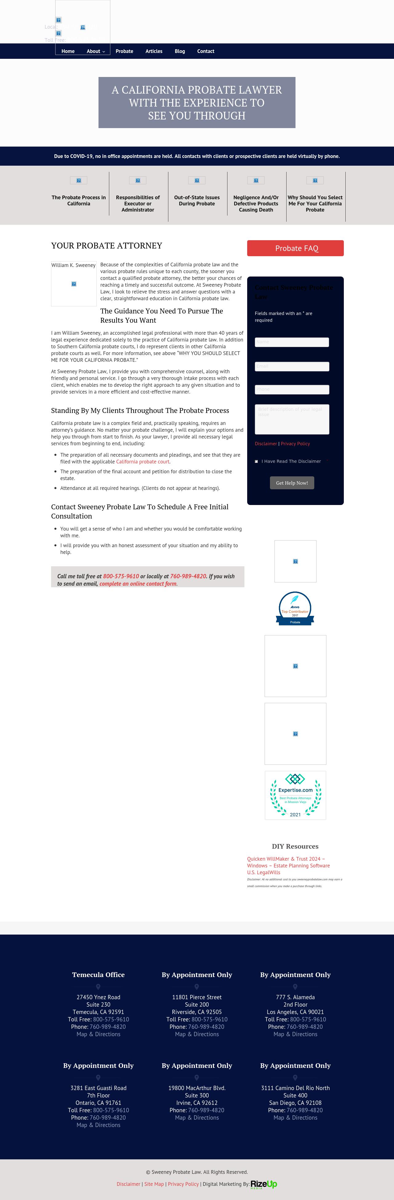 Sweeney Probate Law - Hemet CA Lawyers