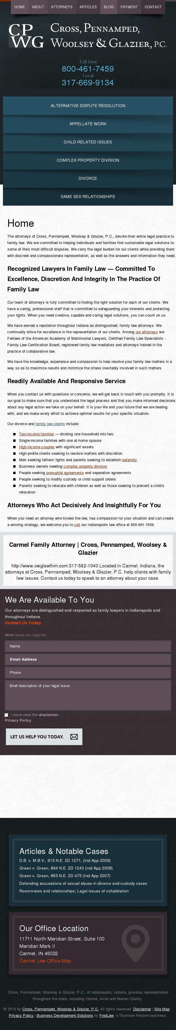 Cross, Pennamped, Woolsey & Glazier, P.C. - Carmel IN Lawyers