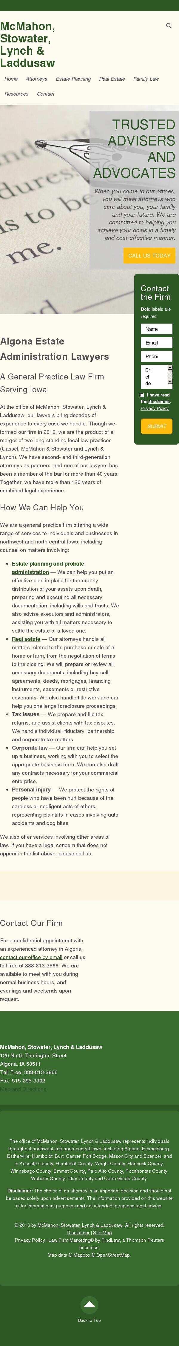 McMahon, Stowater, Lynch & Laddusaw - Algona IA Lawyers