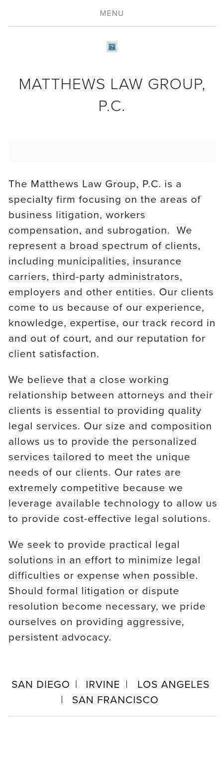 Matthews Law Group, P.C. - San Diego CA Lawyers